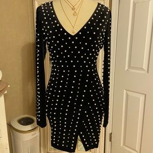 NWT Black Velvet Pearl Embellished Dress